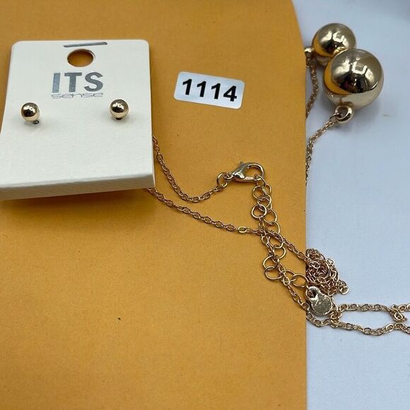 NWT ITS Sense necklace Y drop with earrings rose gold - Picture 8 of 8